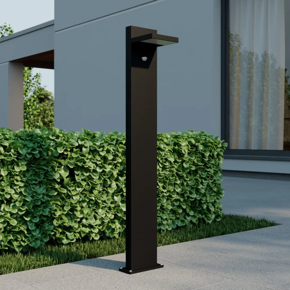 Lucande LED tuinpadverlichting Silvan, 100 cm, sensor, antraciet
