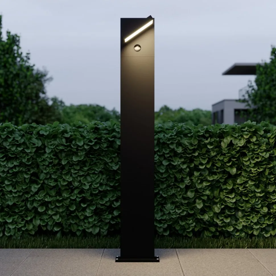 Lucande LED tuinpadverlichting Silvan, 100 cm, sensor, antraciet