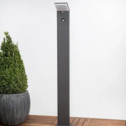 Lucande LED tuinpadverlichting Nevio, sensor, 100cm, antraciet