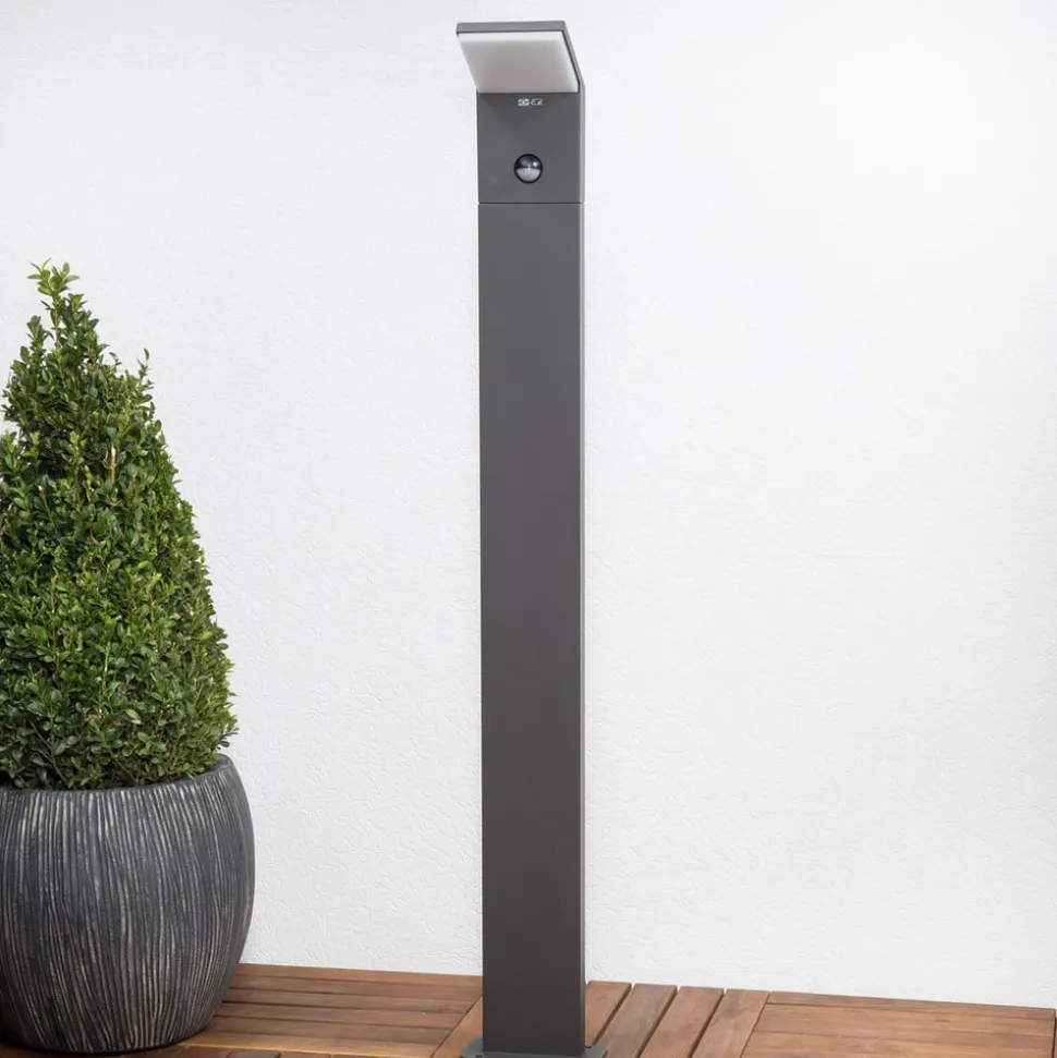 Lucande LED tuinpadverlichting Nevio, sensor, 100cm, antraciet