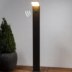 Lucande LED tuinpadverlichting Nevio, sensor, 100cm, antraciet