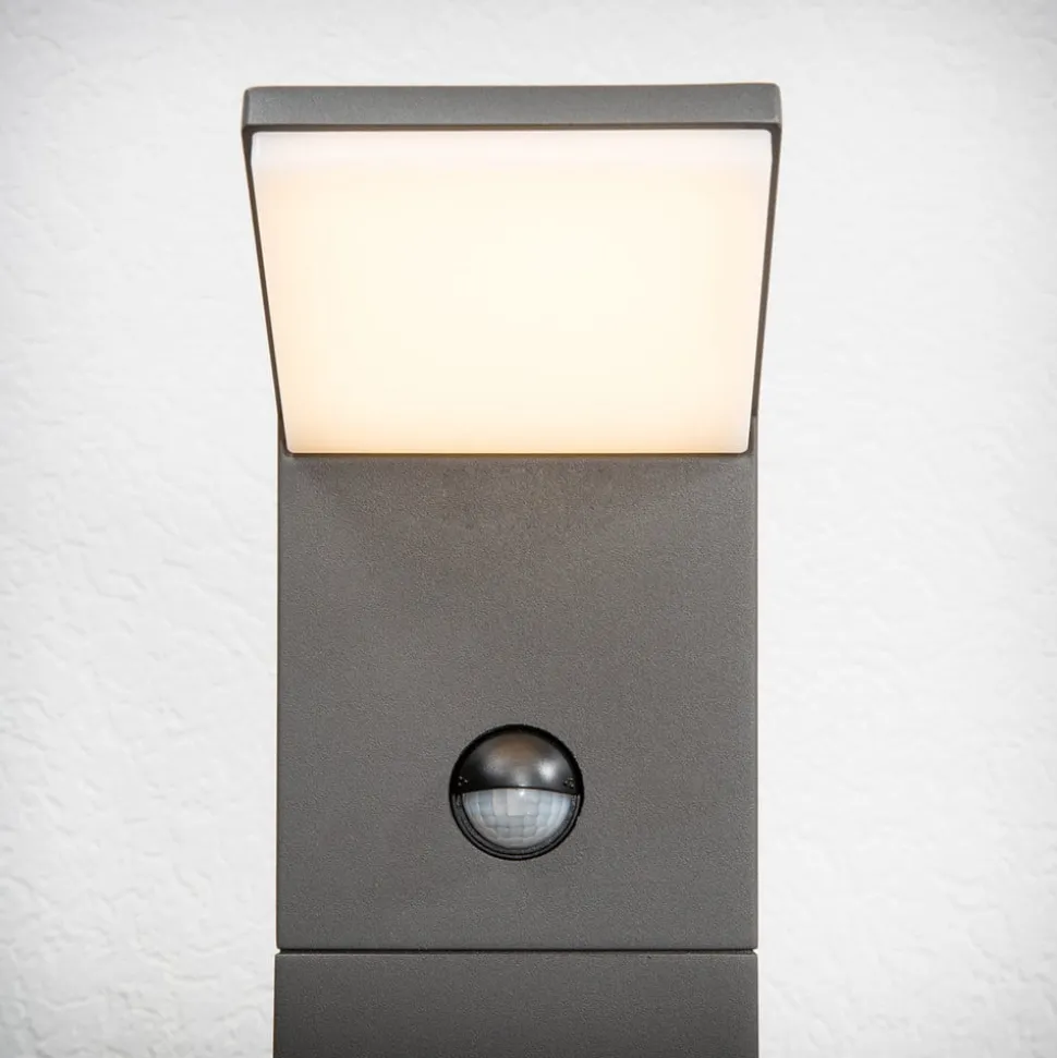 Lucande LED tuinpadverlichting Nevio, sensor, 100cm, antraciet