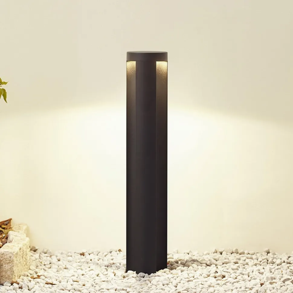 Lucande LED tuinpadverlichting Raiku, zwart, aluminium, 65 cm