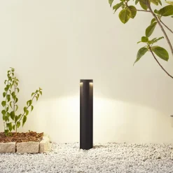 Lucande LED tuinpadverlichting Raiku, zwart, aluminium, 65 cm