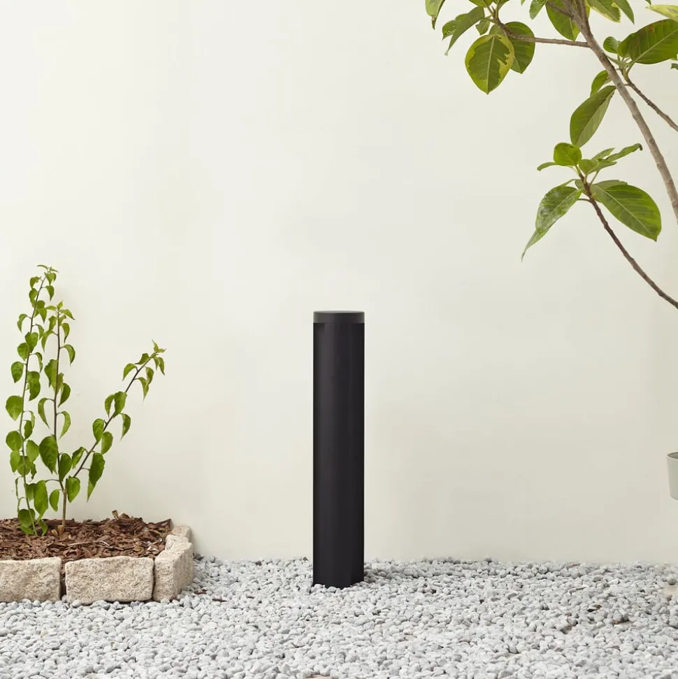 Lucande LED tuinpadverlichting Raiku, zwart, aluminium, 65 cm