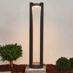 Lucande LED tuinpadverlichting Dylen, grijs, metaal, 80 cm, IP65