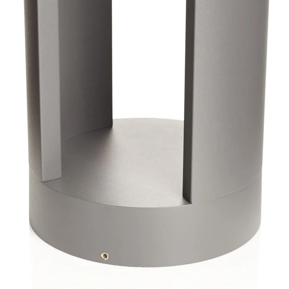 Lucande LED tuinpadverlichting Dylen, grijs, metaal, 80 cm, IP65