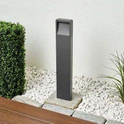 Lucande LED tuinpadverlichting Leya, 65 cm, antraciet, metaal, IP54