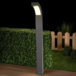 Lucande LED tuinpadverlichting Nevio, antraciet, metaal, 100 cm
