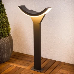 Lucande LED tuinpadverlichting Half, 60 cm, antraciet, metaal, IP54