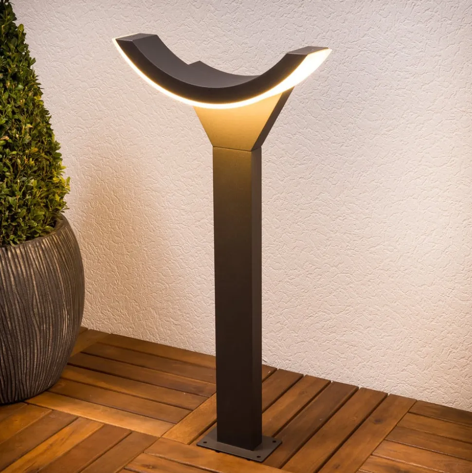 Lucande LED tuinpadverlichting Half, 60 cm, antraciet, metaal, IP54