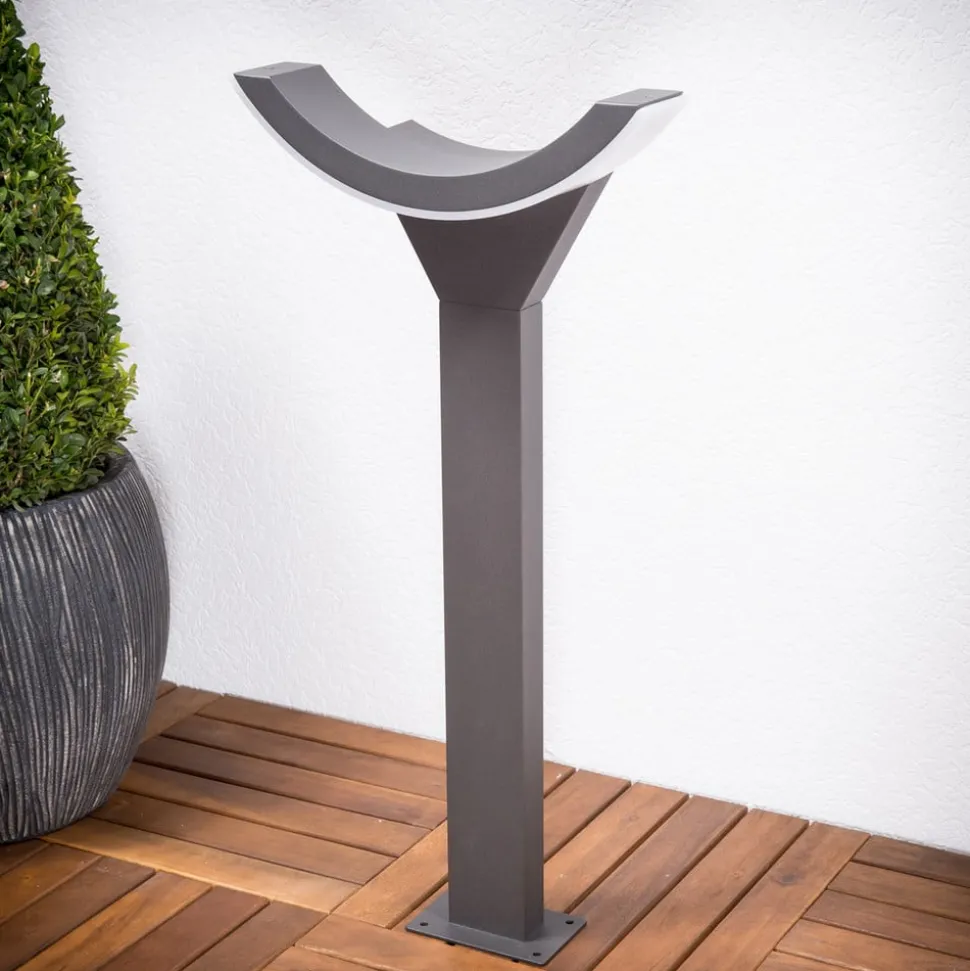 Lucande LED tuinpadverlichting Half, 60 cm, antraciet, metaal, IP54