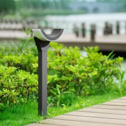 Lucande LED tuinpadverlichting Half, 60 cm, antraciet, metaal, IP54