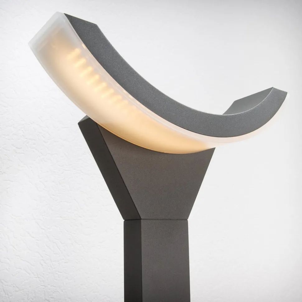 Lucande LED tuinpadverlichting Half, 60 cm, antraciet, metaal, IP54