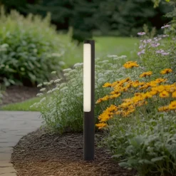 Lucande LED tuinpadverlichting Tuberia, antraciet, metaal, 80 cm