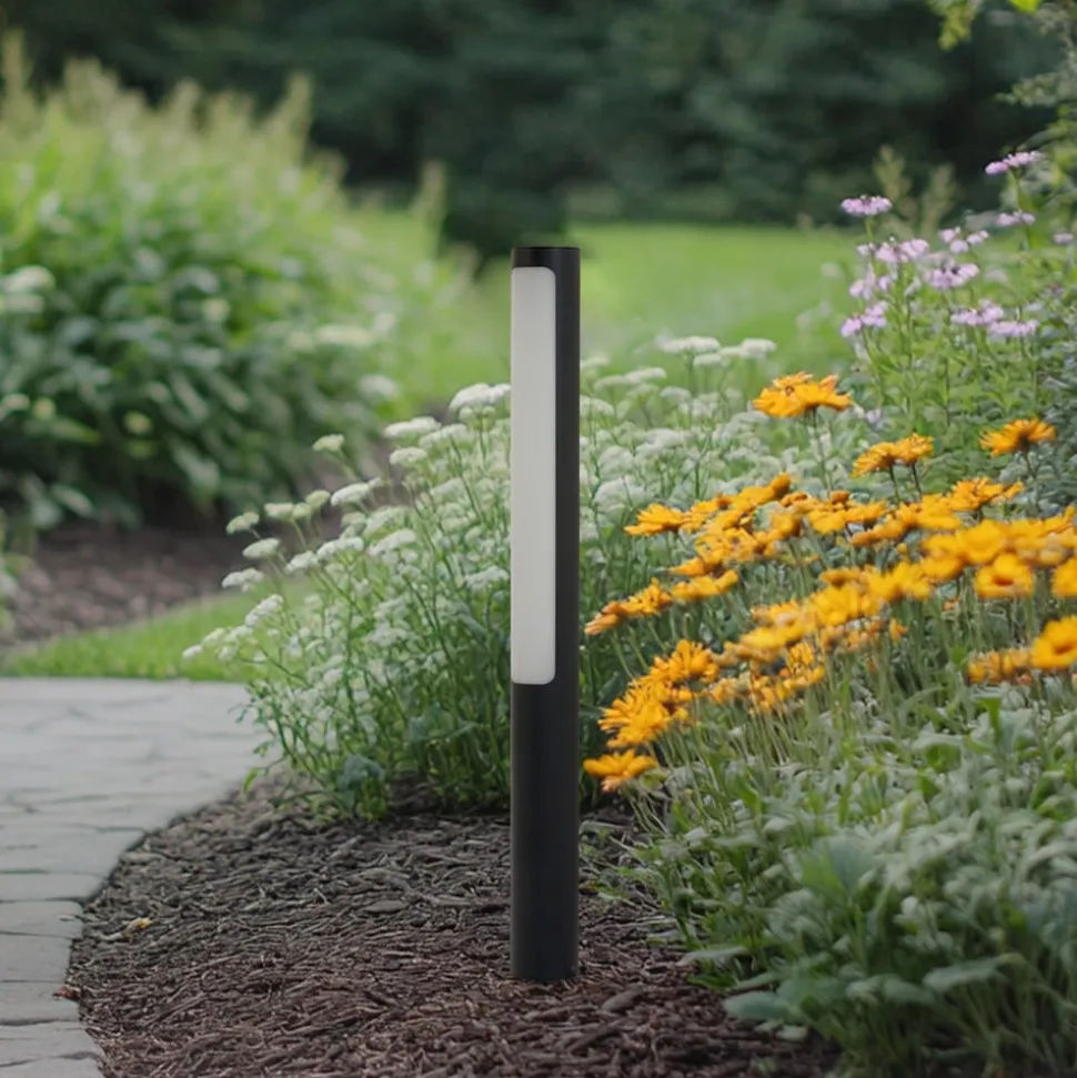 Lucande LED tuinpadverlichting Tuberia, antraciet, metaal, 80 cm