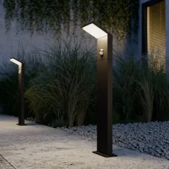 Lucande LED tuinpadverlichting Nevio, sensor, 60cm, antraciet