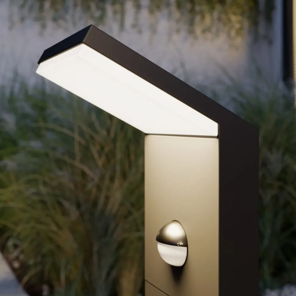 Lucande LED tuinpadverlichting Nevio, sensor, 60cm, antraciet
