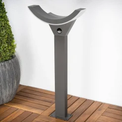 Lucande LED tuinpadverlichting Half, sensor, 60 cm, antraciet, IP54