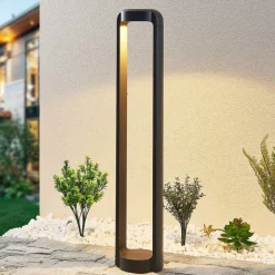 Lucande LED tuinpadverlichting Habsa, 80 cm, antraciet, metaal