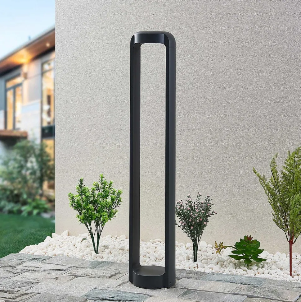 Lucande LED tuinpadverlichting Habsa, 80 cm, antraciet, metaal