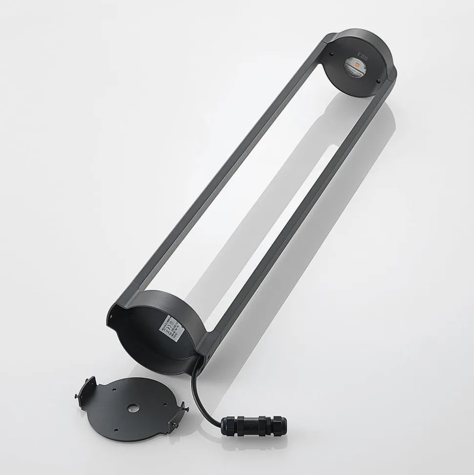 Lucande LED tuinpadverlichting Habsa, 80 cm, antraciet, metaal