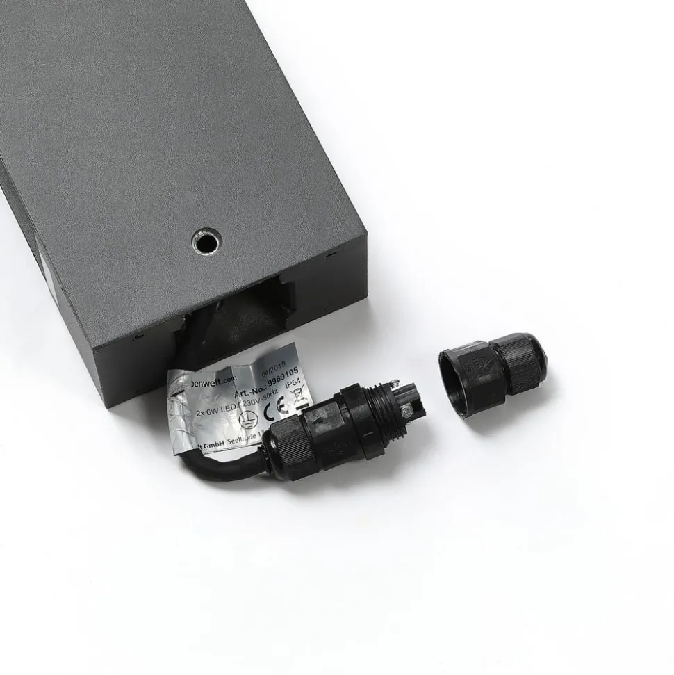 Lucande LED tuinpadverlichting Lirka, 2-lamps, grijs, metaal, 60cm