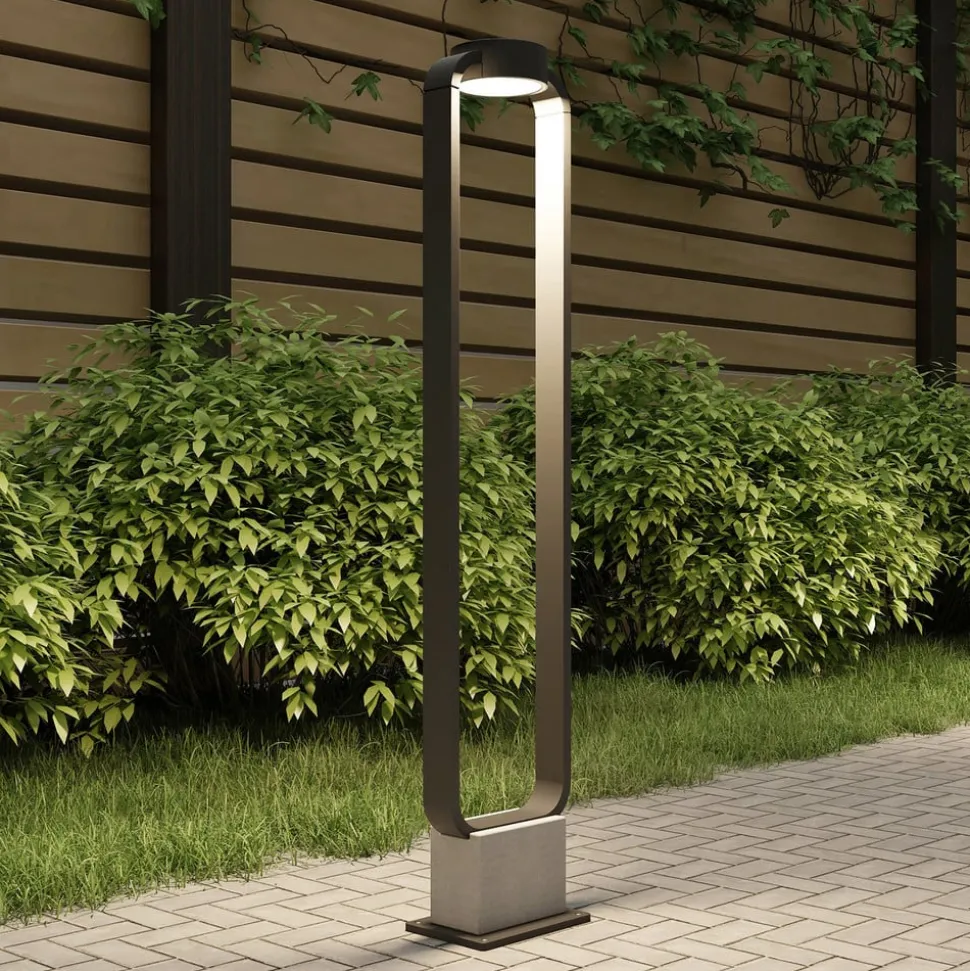 Lucande LED tuinpadverlichting Belna, 100cm, antraciet, beton, IP65