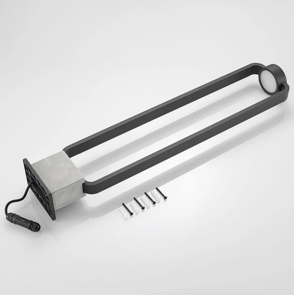 Lucande LED tuinpadverlichting Belna, 100cm, antraciet, beton, IP65