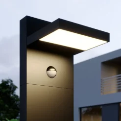 Lucande LED tuinpadverlichting Silvan, 65 cm, sensor, antraciet