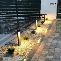 Lucande LED tuinpadverlichting Silvan, 65 cm, sensor, antraciet