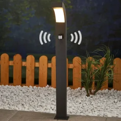 Lucande LED tuinpadverlichting Lennik, sensor, 100 cm, antraciet