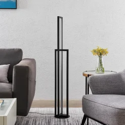 Lucande LED vloerlamp Hylda, 123 cm, zwart, aluminium