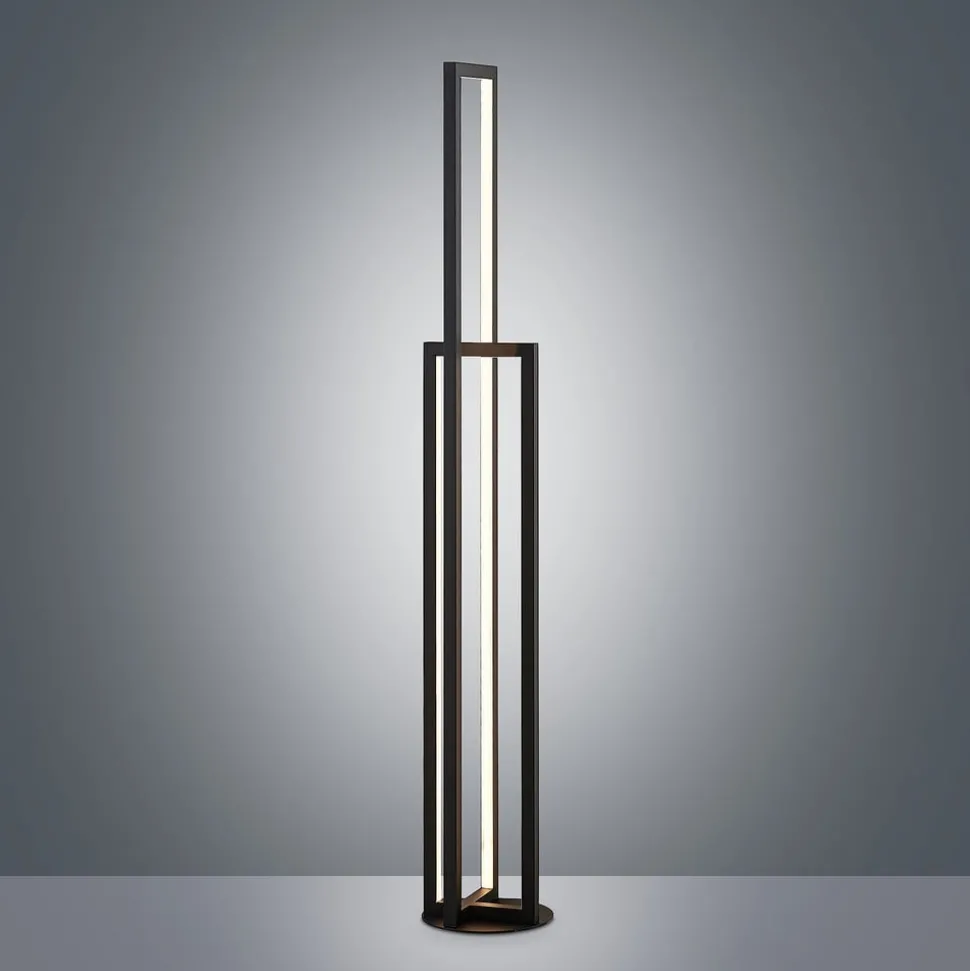 Lucande LED vloerlamp Hylda, 123 cm, zwart, aluminium