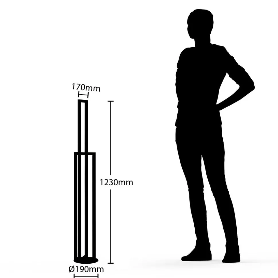 Lucande LED vloerlamp Hylda, 123 cm, zwart, aluminium