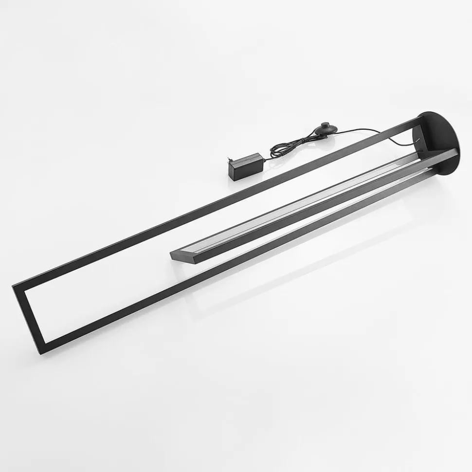 Lucande LED vloerlamp Hylda, 123 cm, zwart, aluminium