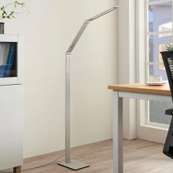 Lucande LED vloerlamp Nicano, grijs, metaal, CCT, 125cm