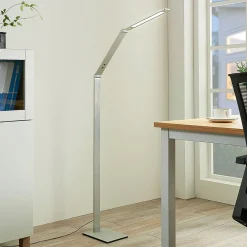 Lucande LED vloerlamp Nicano, grijs, metaal, CCT, 125cm
