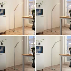 Lucande LED vloerlamp Nicano, grijs, metaal, CCT, 125cm