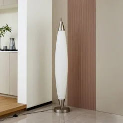 Lucande LED vloerlamp Tarell, wit/nikkel, 146 cm, dimbaar