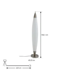 Lucande LED vloerlamp Tarell, wit/nikkel, 146 cm, dimbaar