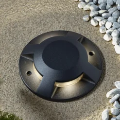 Lucande LED vloerspot Jeffrey, zwart, 4-lamps, Ø 20 cm