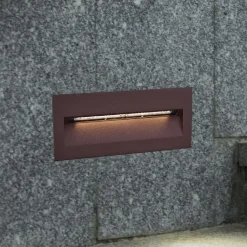 Lucande LED wand inbouwlamp Loya, 23 x 8 cm, roest, IP54