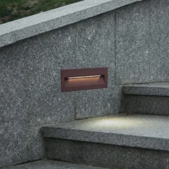 Lucande LED wand inbouwlamp Loya, 23 x 8 cm, roest, IP54