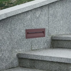 Lucande LED wand inbouwlamp Loya, 23 x 8 cm, roest, IP54