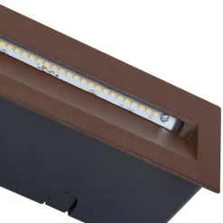 Lucande LED wand inbouwlamp Loya, 23 x 8 cm, roest, IP54