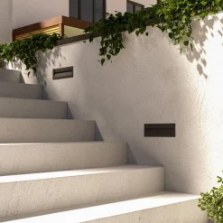 Lucande LED wand inbouwlamp Loya, 23 x 8 cm, grijs, IP54