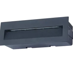 Lucande LED wand inbouwlamp Loya, 23 x 8 cm, grijs, IP54