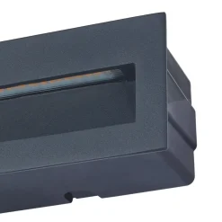 Lucande LED wand inbouwlamp Loya, 23 x 8 cm, grijs, IP54