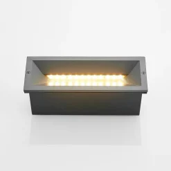 Lucande LED wand inbouwlamp Jaano, antraciet, aluminium, IP65